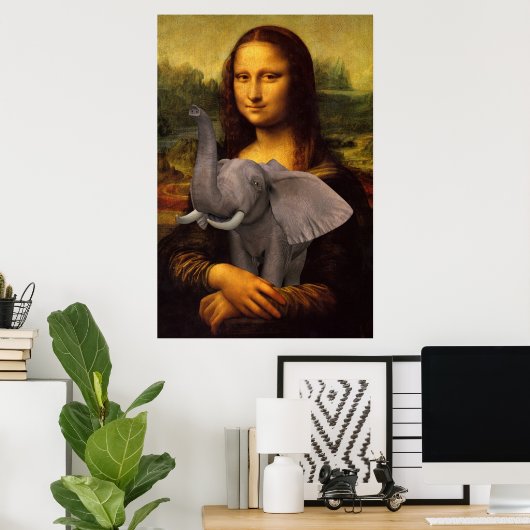 Mona Lisa mit Elephant Poster (Heimbüro)