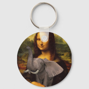 Mona Lisa mit Elephant Schlüsselanhänger