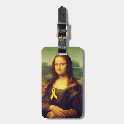 Mona Lisa mit gelbem Band Gepäckanhänger (Vorderseite vertikal)