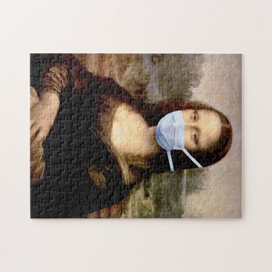 Mona Lisa mit Gesichtsmaske - Funny Flu Saison Puzzle (Horizontal)