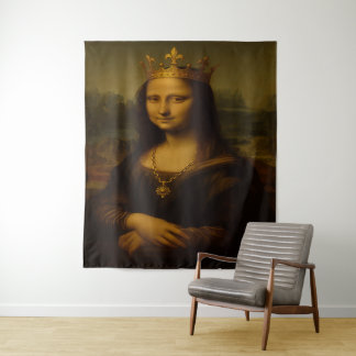 Mona Lisa mit goldener Krone Wandteppich