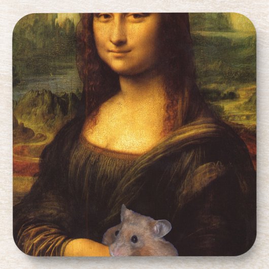 Mona Lisa mit Hamster Getränkeuntersetzer (Vorderseite)