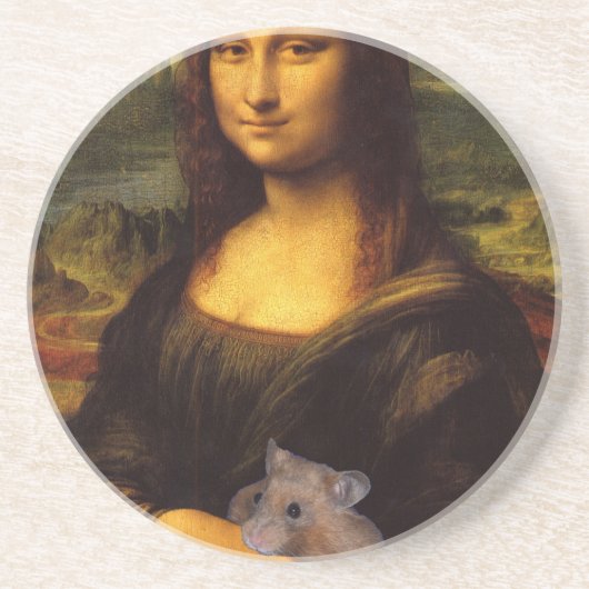 Mona Lisa mit Hamster Getränkeuntersetzer (Vorne)