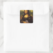 Mona Lisa mit Hamster Quadratischer Aufkleber (Tasche)