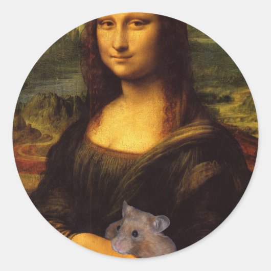 Mona Lisa mit Hamster Runder Aufkleber (Vorderseite)