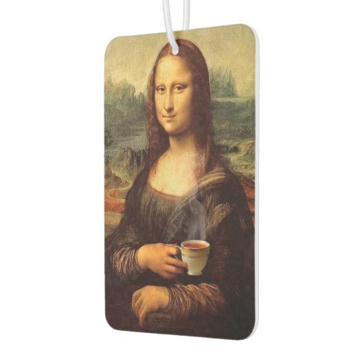 Mona Lisa mit heißem Tee (Leonardo da Vinci) Autolufterfrischer (Links)