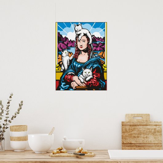 Mona Lisa mit ihren Katzen Poster (Küche)