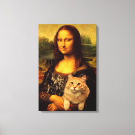 Mona Lisa mit ihrer Katze Katzen Liebhaber von Hau Leinwanddruck