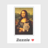 Mona Lisa mit Katze (Katzen-Pelz) Katzen Liebhaber Aufkleber (Blatt)