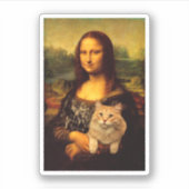 Mona Lisa mit Katze (Katzen-Pelz) Katzen Liebhaber Aufkleber (Vorderseite)