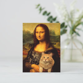 Mona Lisa mit Katze (Katzen-Pelz) Katzen Liebhaber Postkarte