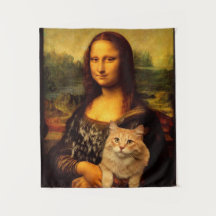Mona Lisa mit Katze (Katzen-Pelz) Katzen Liebhaber