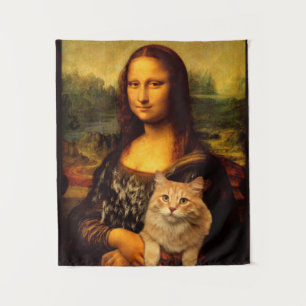 Mona Lisa mit Katze (Katzen-Pelz) Katzen Liebhaber Wandteppich