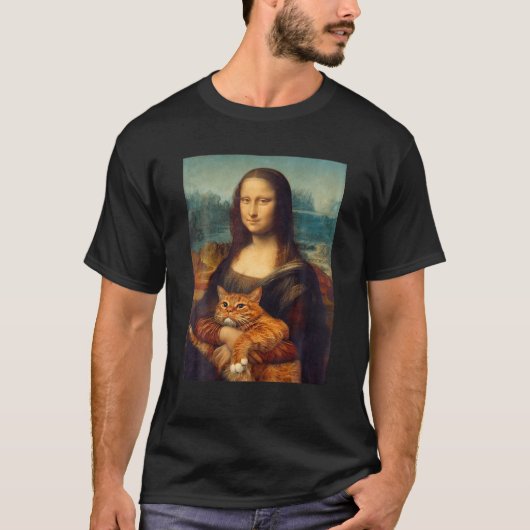 Mona Lisa mit kitty-lustigen Kunstmalereien T-Shirt (Vorderseite)