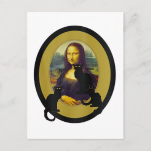 Mona Lisa mit Les Chats Noir, Parodie Postkarte