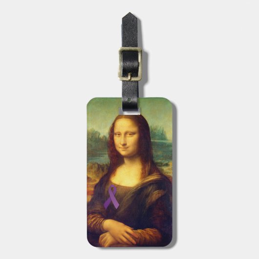 Mona Lisa mit Lila Band Gepäckanhänger (Vorderseite vertikal)