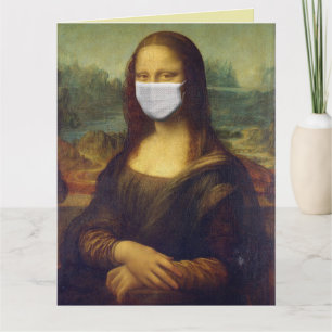 MONA LISA MIT MASK FUNNY BIRTHDAY CARD KARTE