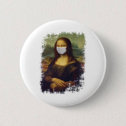 Mona Lisa mit Maske Button (Vorderseite)
