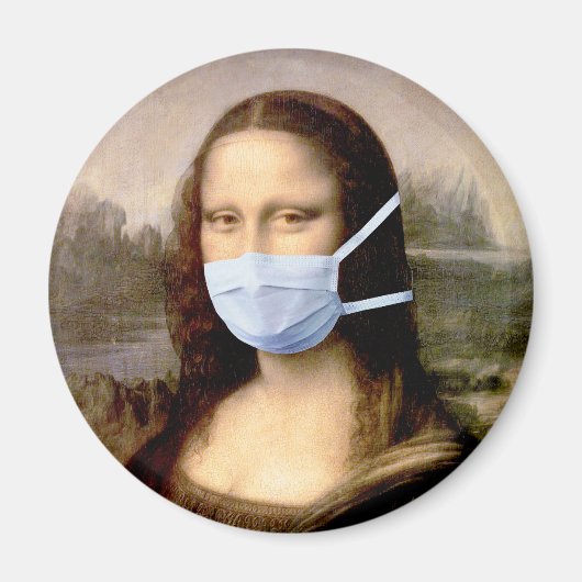 Mona Lisa mit Maske Da Vinci Spoofing The Arts Magnet (Vorne)