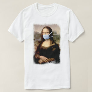 Mona Lisa mit Maske Da Vinci veräppelt die Kunst T-Shirt
