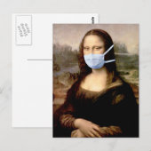 Mona Lisa mit Maske Postkarte (Vorne/Hinten)