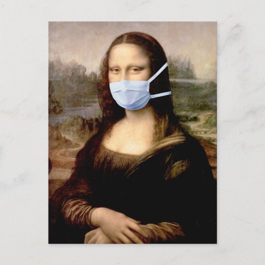 Mona Lisa mit Maske Postkarte (Vorderseite)