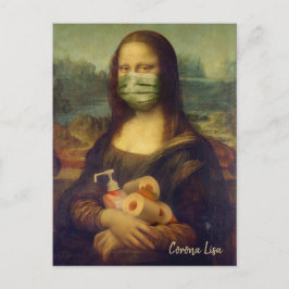 Mona Lisa mit Maske, Toilettenpapier, Hand-Sanität Postkarte