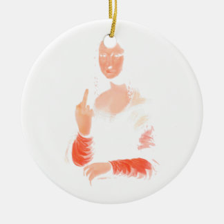 Mona Lisa mit Mittelfinger Keramik Ornament