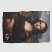 Mona Lisa & mit Monogramm Golf / Leonardo da Vinci Golfhandtuch (Horizontal)