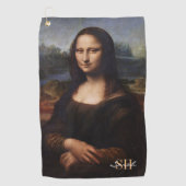Mona Lisa & mit Monogramm Golf / Leonardo da Vinci Golfhandtuch (Vorderseite)