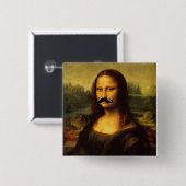 Mona Lisa mit Mustache Button (Vorne & Hinten)