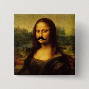 Mona Lisa mit Mustache Button
