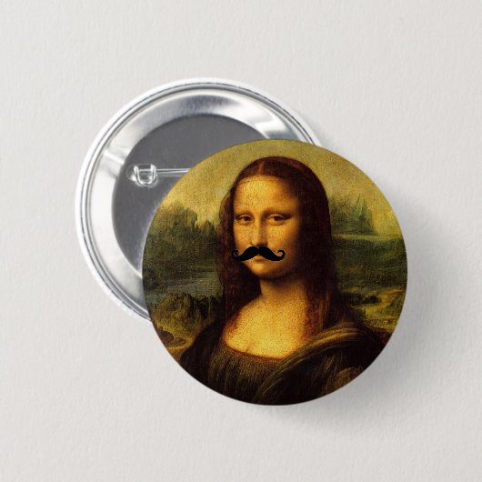 Mona Lisa mit Mustache Button (Vorne & Hinten)