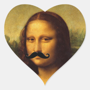Mona Lisa mit Mustache Herz-Aufkleber