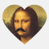 Mona Lisa mit Mustache Herz-Aufkleber (Vorderseite)