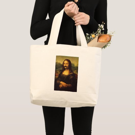 Mona Lisa mit Mustache Jumbo Stoffbeutel (Vorderseite (Produkt))