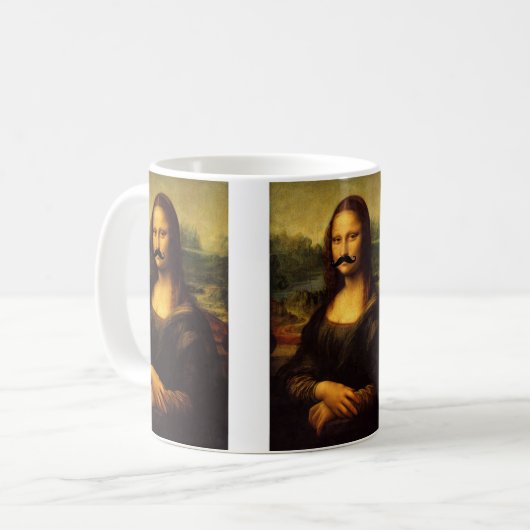 Mona Lisa mit Mustache Kaffeetasse (Vorderseite Links)