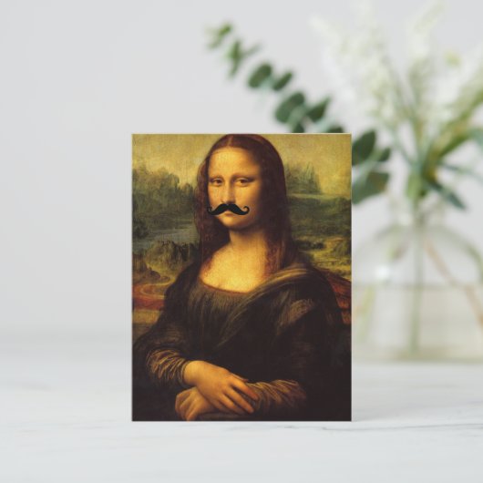 Mona Lisa mit Mustache Postkarte (Stehend Vorderseite)