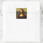 Mona Lisa mit Mustache Quadratischer Aufkleber (Tasche)