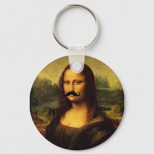 Mona Lisa mit Mustache Schlüsselanhänger (Vorderseite)