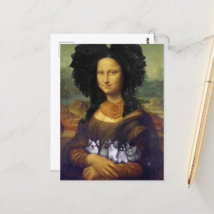 Mona Lisa mit niedlichen Kätzchen Leonardo da Vinc Postkarte