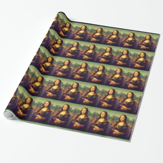 Mona Lisa mit Orange Ribbon Geschenkpapier (Ungerollt)