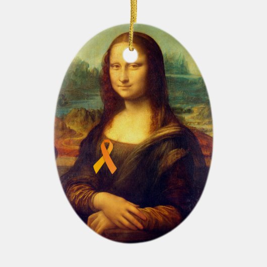Mona Lisa mit Orange Ribbon Keramikornament (Vorne)