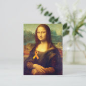 Mona Lisa mit Orange Ribbon Postkarte (Stehend Vorderseite)