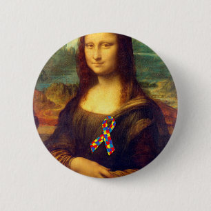 Mona Lisa mit Puzzle Ribbon Button