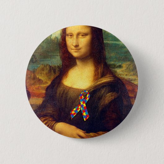 Mona Lisa mit Puzzle Ribbon Button (Vorderseite)