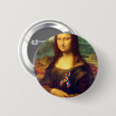 Mona Lisa mit Puzzle Ribbon Button (Vorne & Hinten)