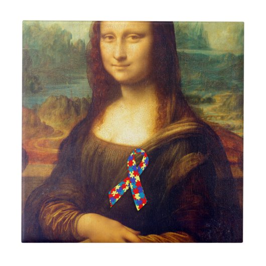 Mona Lisa mit Puzzle Ribbon Fliese (Vorderseite)