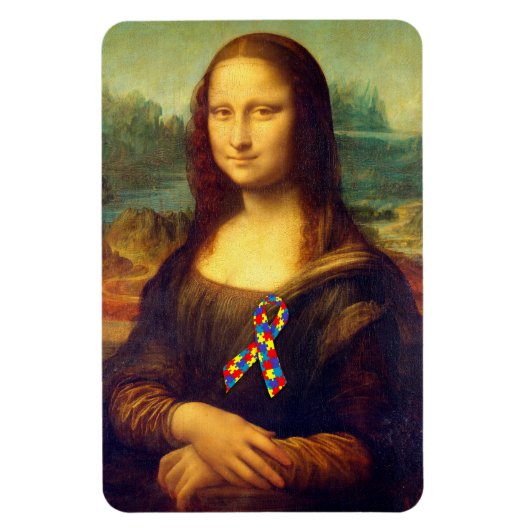 Mona Lisa mit Puzzle Ribbon Magnet (Vertikal)