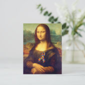 Mona Lisa mit Puzzle Ribbon Postkarte (Stehend Vorderseite)